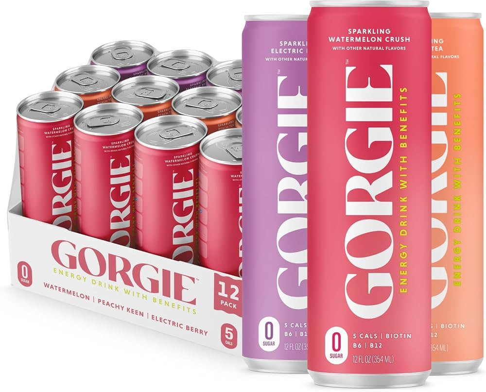 GORGIE Original Variety, Sugar-Free Natural Energy Drink Sparkling, Healthy Energy Drinks - Green... | Amazon (US)