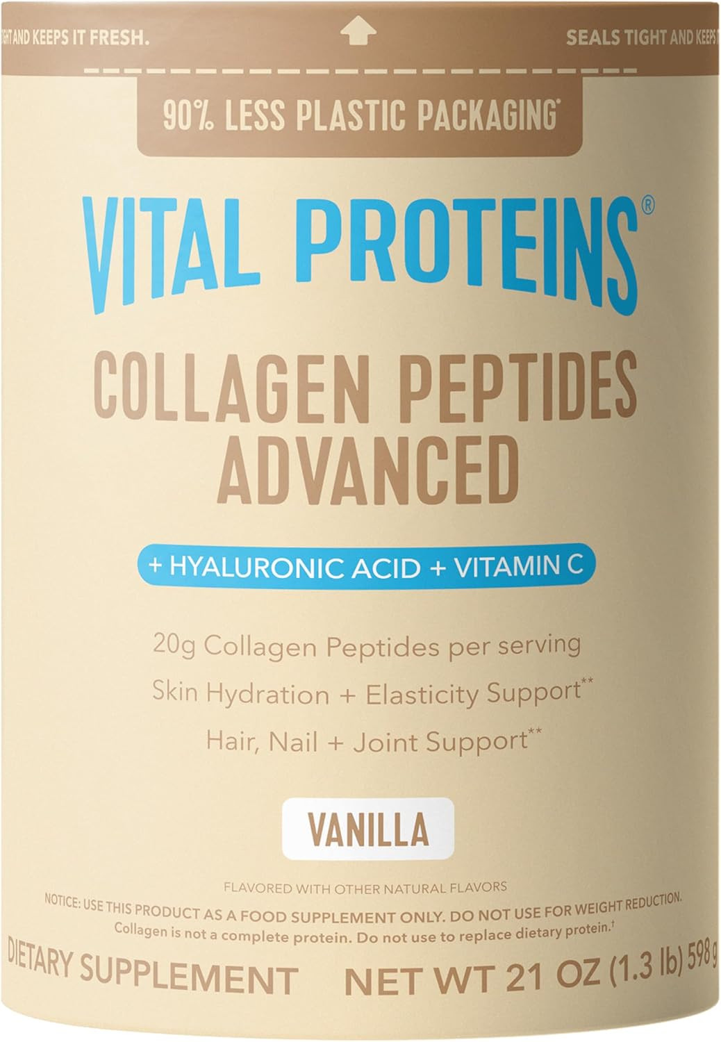 Vital Proteins Collagen Peptides Advanced, Vanilla, 21oz | Amazon (US)