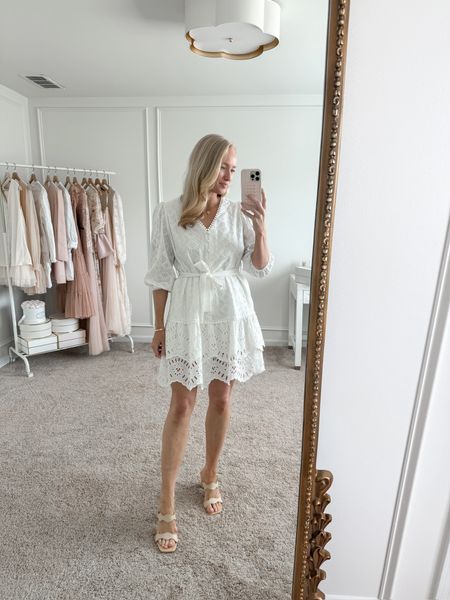 This little white dress is perfect for graduation or brides-to-be! It runs tts, wearing size small. Use my code AMANDA25 for 25% off! Bridal shower dresses // engagement dresses // bachelorette dresses // graduation dresses // Petite Studio finds 

#LTKSeasonal #LTKstyletip
