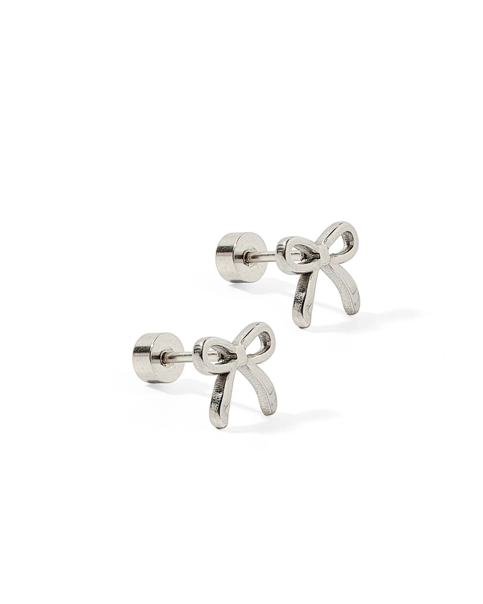 Screwback Stud Earrings - Sadie Bow Silver - Shop LINNY CO | LINNY CO LLC