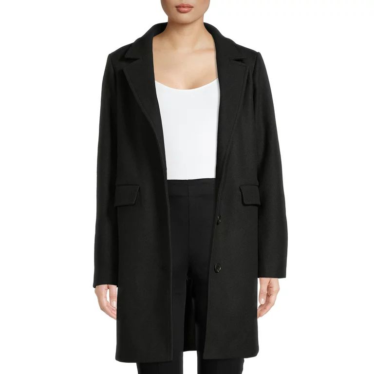 Time and Tru Women’s Faux Wool Dad Coat | Walmart (US)