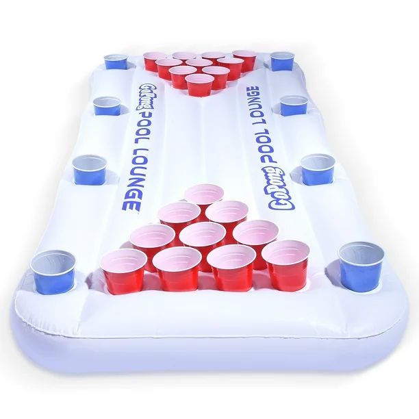 GoPong Pool Lounge 6' Inflatable Beer Pong Pool Float Table Game, White | Walmart (US)