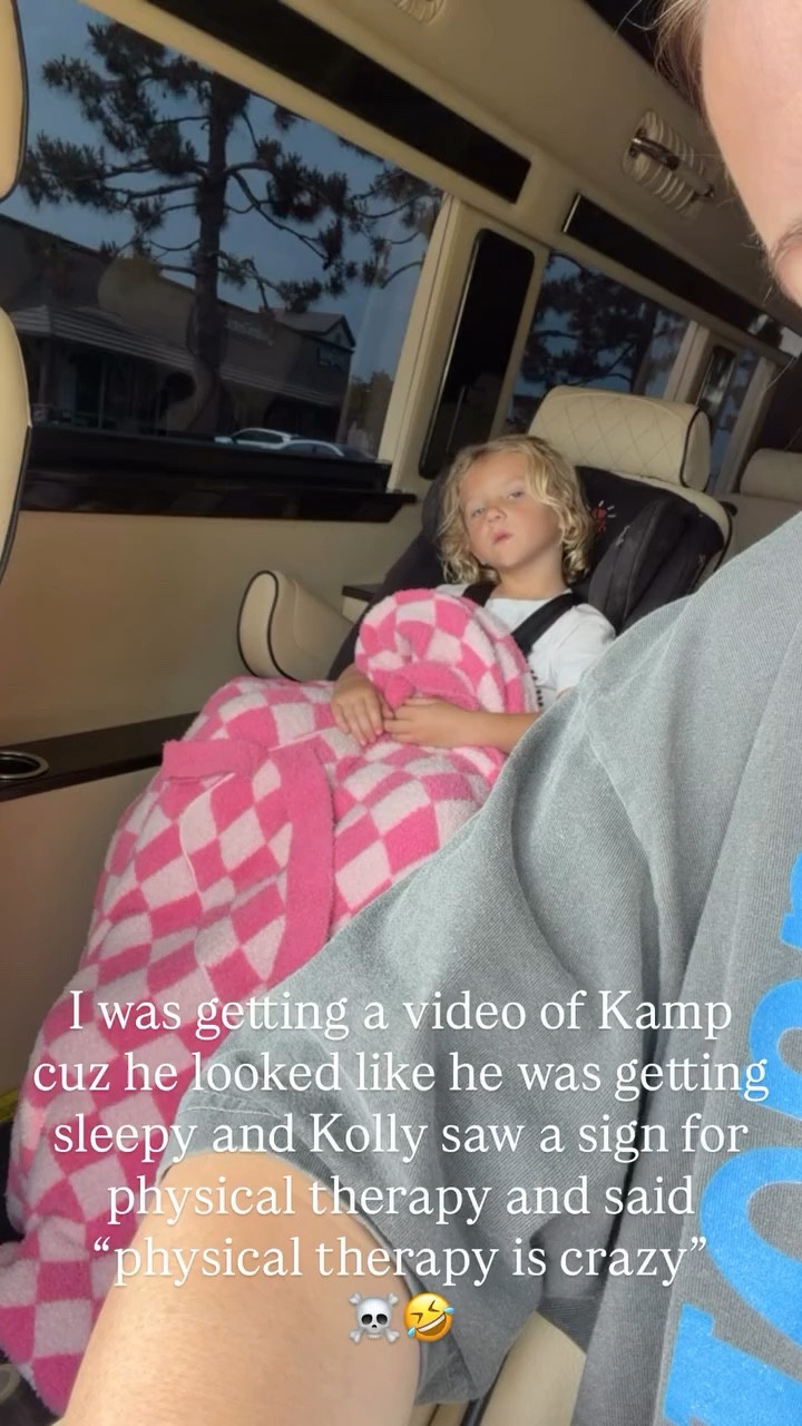I was getting a video of Kamp cuz he looked like he was getting sleepy and Kolly saw a sign for physical therapy and said “physical therapy is crazy” 
☠️🤣