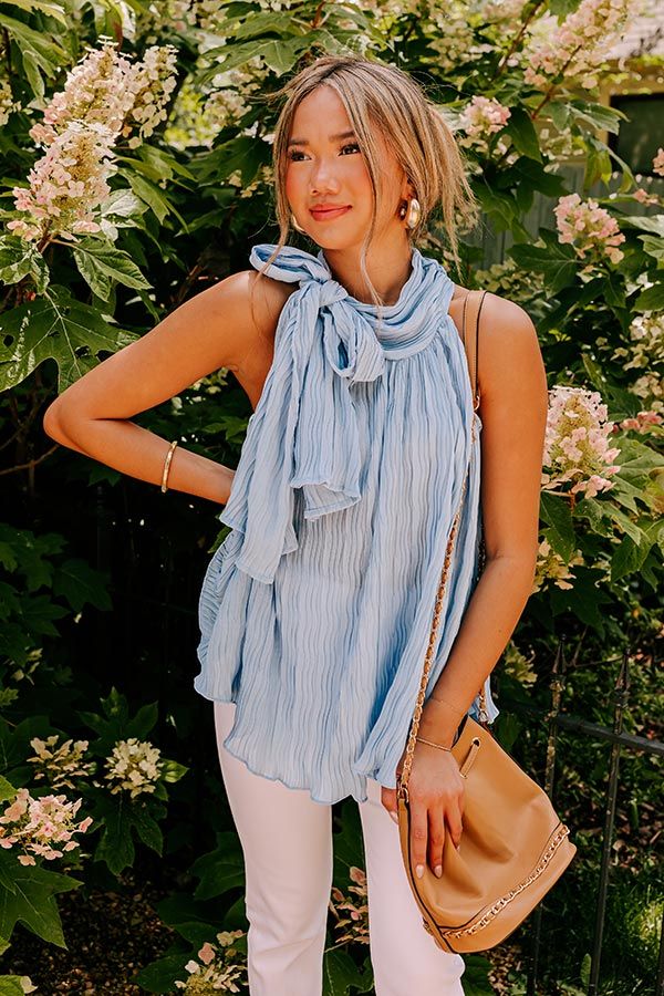 Lead Me Back To You Pleated Top In Airy Blue | Impressions Online Boutique