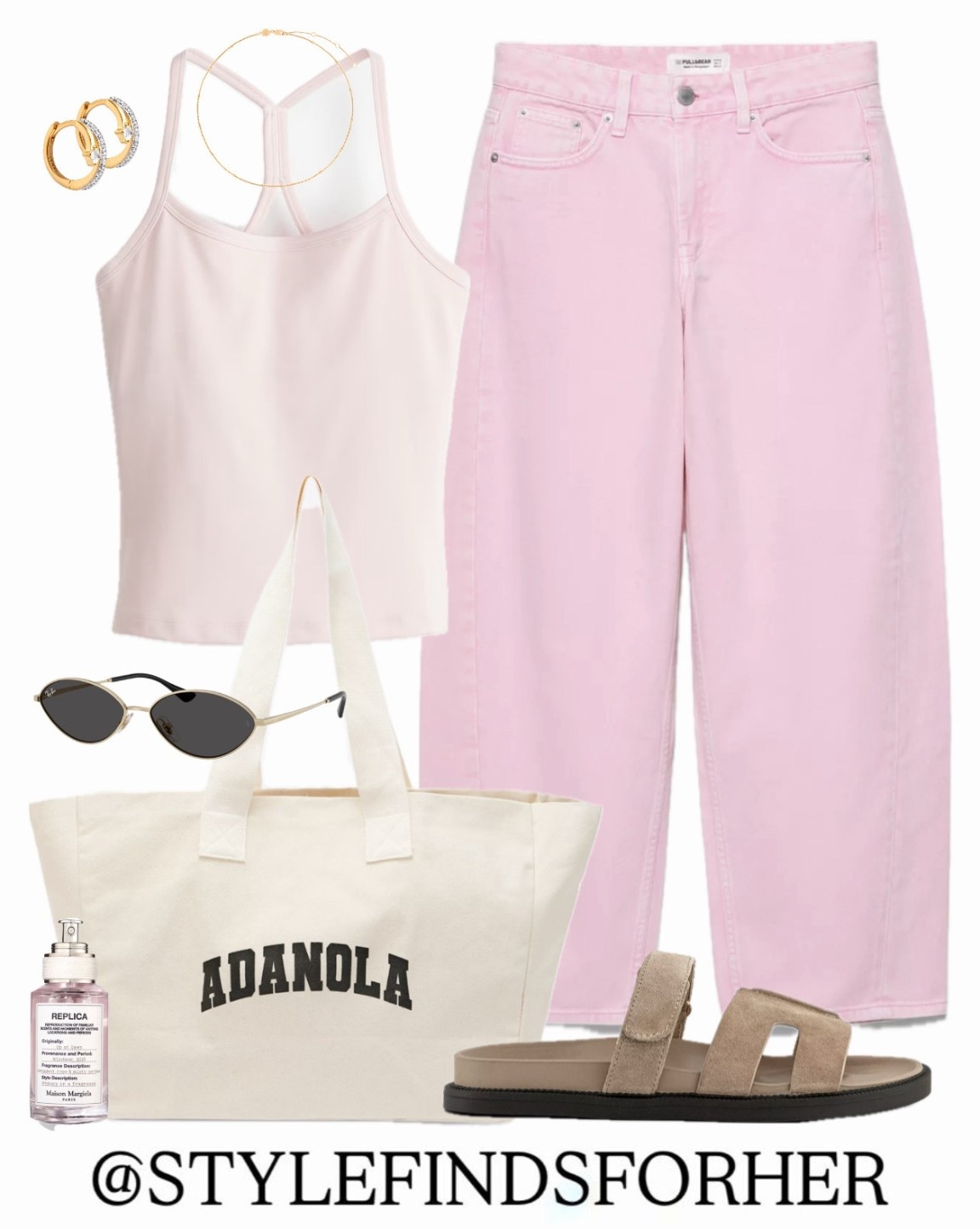Pink for Spring 🌸 featuring the must have sandals 🩴 

Pink barrel jeans, built in bra sports top, adanola tote bag, suede slider sandals, rayban sunglasses  

#LTKspring #LTKjeans #LTKholiday