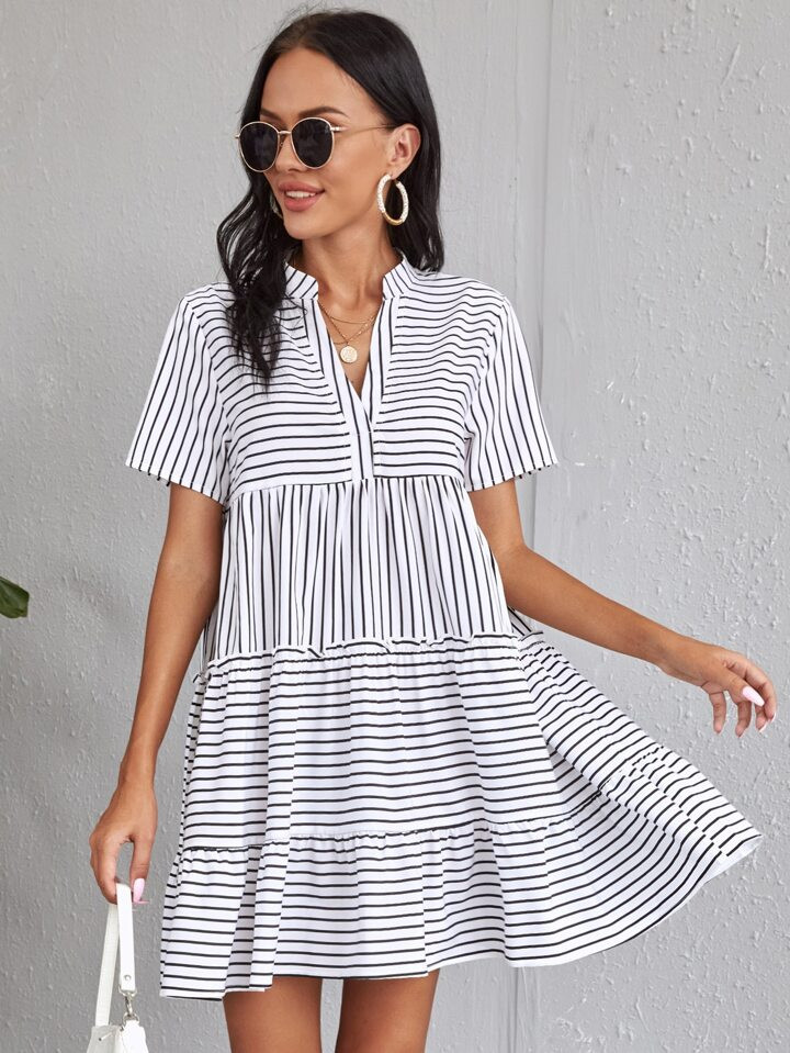 Striped Print Smock Dress | SHEIN