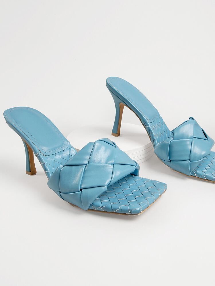 NEWFaux Leather Braided Vamp Stiletto Heels | SHEIN