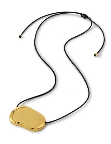 Amazon.com: Grozilym Chunky Gold Silver Long Pendant Necklace for Women, Minimalist Charm on Adju... | Amazon (US)