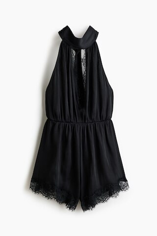 Lace-trimmed halterneck playsuit | H&M (UK, MY, IN, SG, PH, TW, HK)