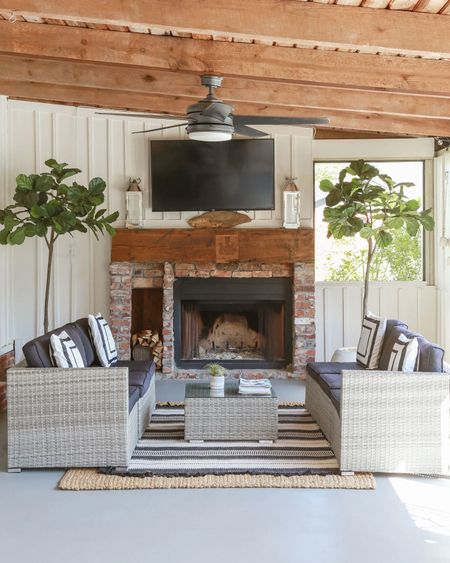 Modern farmhouse sun room ideas just in time for summer entertaining. #outdoordecor #homedecor #porch #decor #outdoorfurniture @walmart @worldmarket #sunroom #porch 

#LTKhome #LTKSeasonal #LTKsalealert