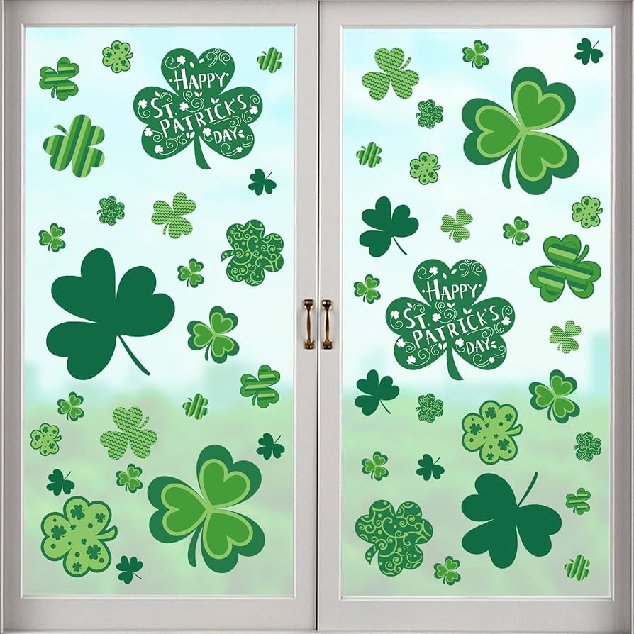 106 Pcs St Patricks Day Window Clings Shamrock Window Stickers Decorations for St. Patricks Windo... | Amazon (US)