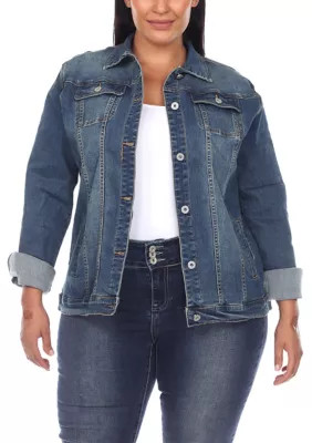 White Mark Women's Classic Denim Jacket, Blue, 3X | Belk