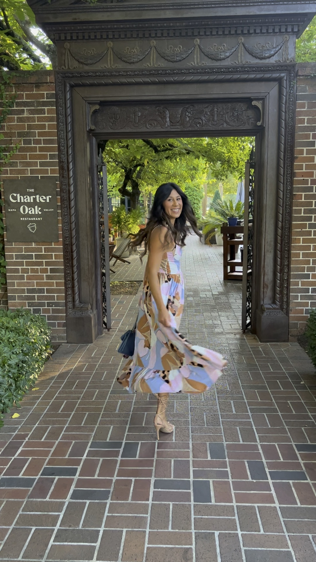 What I wore to dinner in Napa. Loved this flowy dress for dinner. Brought a Jean jacket in case I got cold, but didn’t need it. Paired with lace up heels and blue perf Chanel  

#LTKWedding #LTKSeasonal #LTKStyleTip