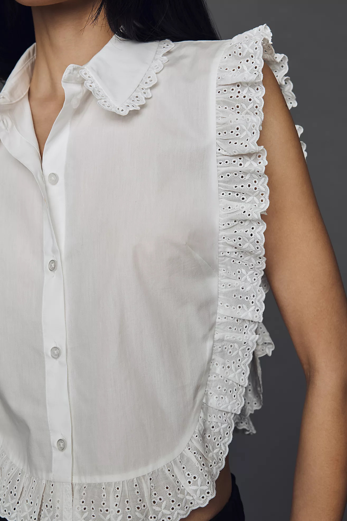 Maeve Cotton Ruffle Lace Top | Anthropologie (US)