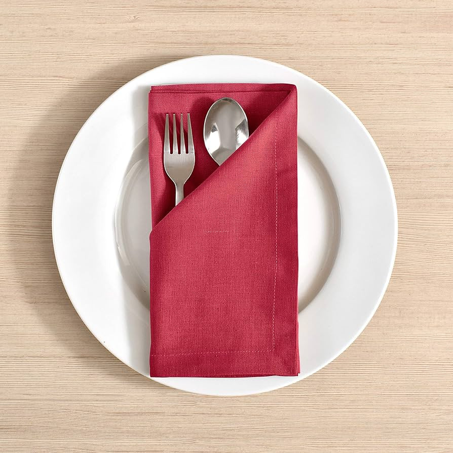 Fingercraft Cloth Napkins in Cotton Linen Blend Fabric Set of 12 Mitered Corners for Every Day Us... | Amazon (US)