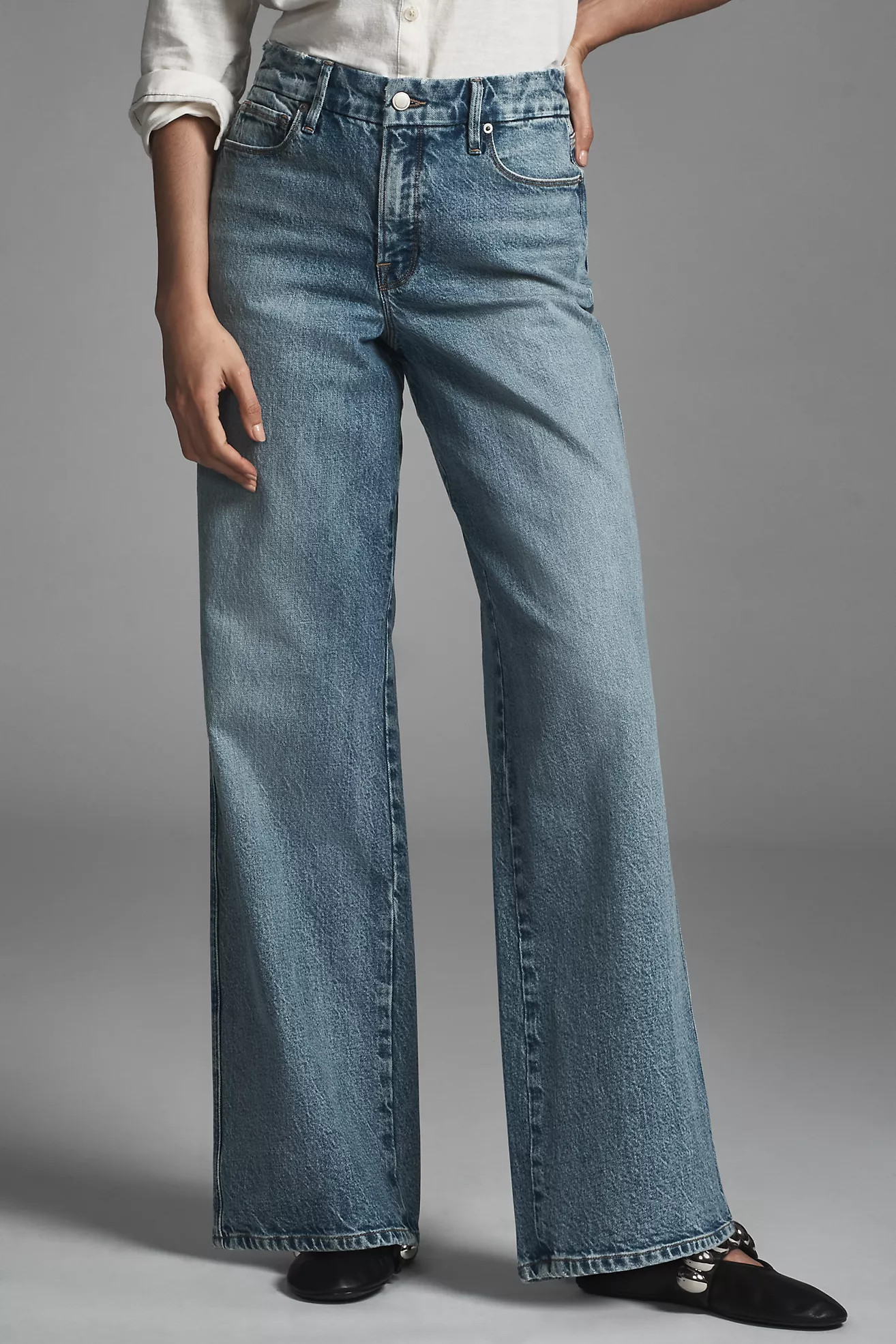Good American Good Skate High-Rise Wide-Leg Jeans | Anthropologie (US)