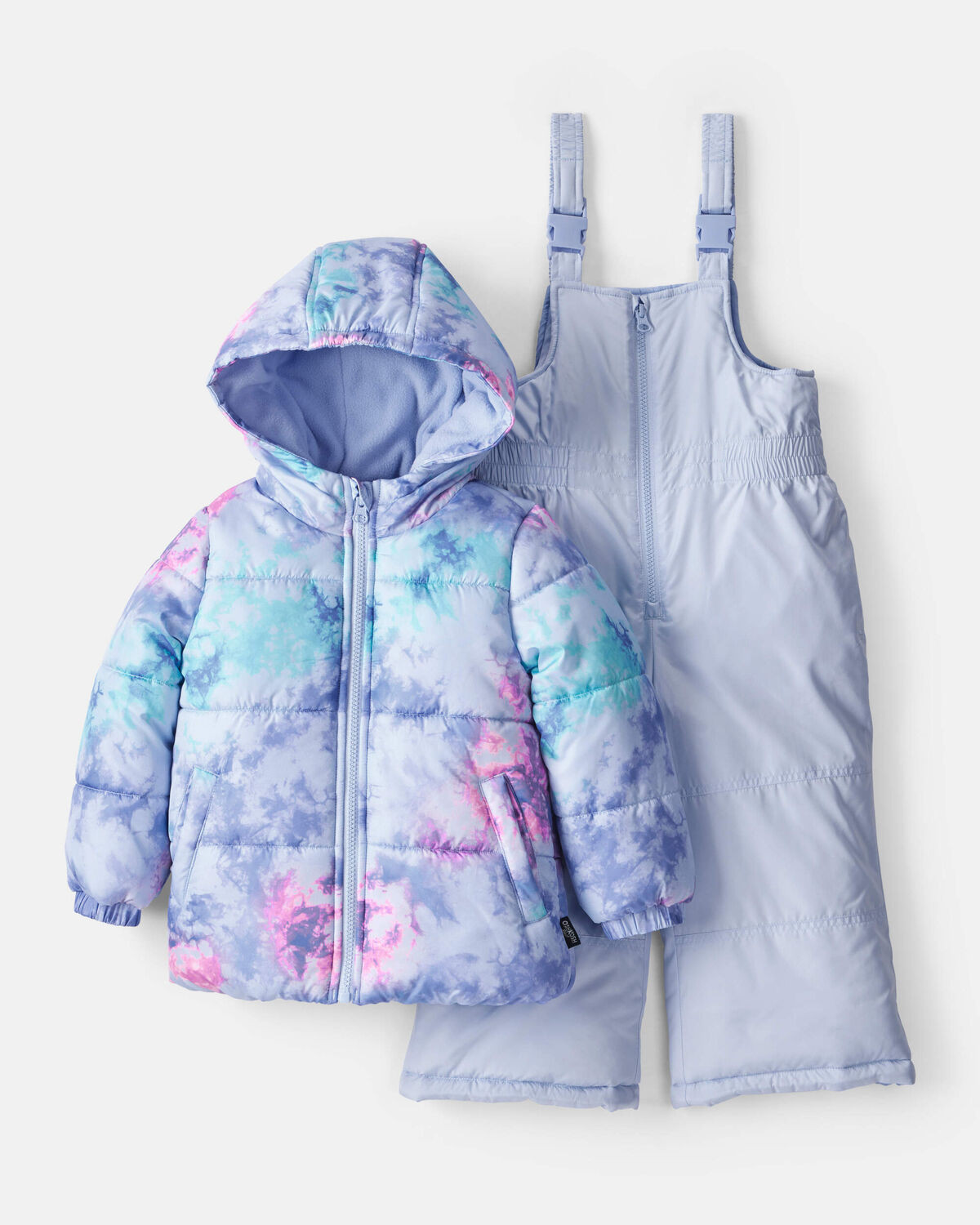 Toddler Girl 2-Piece Tie Dye Hooded Snowsuit Jacket & Bib Set - Blue | Carter's Inc