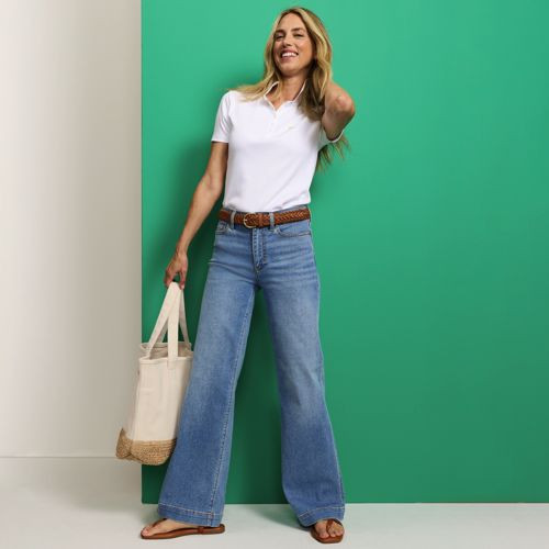 Recover High Rise Wide Leg Blue Jeans - Lands' End - Blue - 6 32 | Lands' End (US)