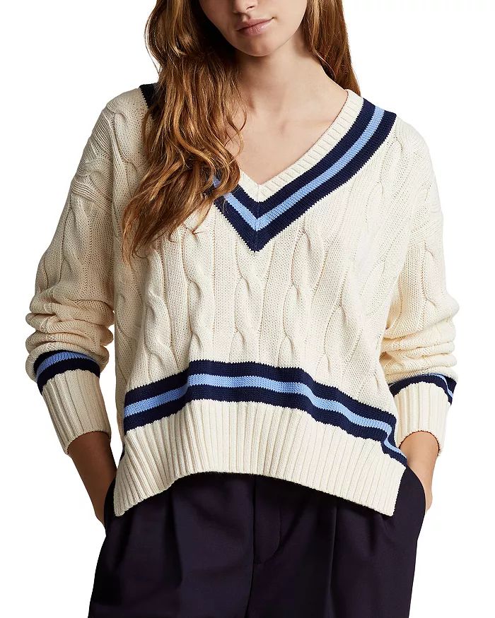 Cotton Boxy Cable Knit Sweater | Bloomingdale's (US)