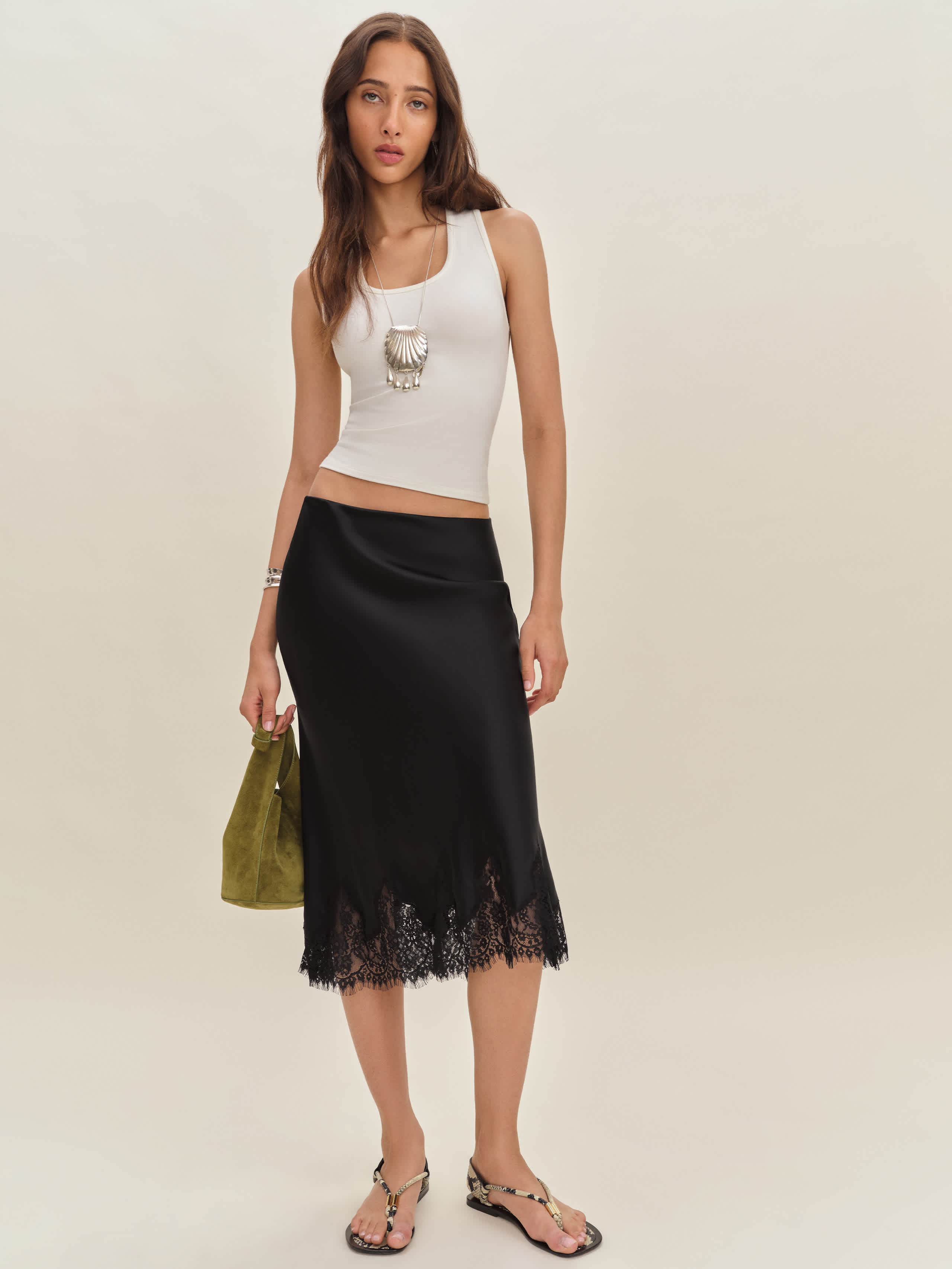 Reformation Carolina Silk Skirt Black Medium | Reformation (Global)
