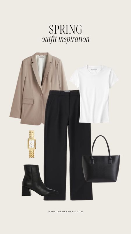 spring outfit inspiration. spring outfits. work wear. work outfit. blazer. trousers. abercrombie finds. tote bag. work bag. casual work outfit. 

#LTKunder100 #LTKworkwear #LTKstyletip