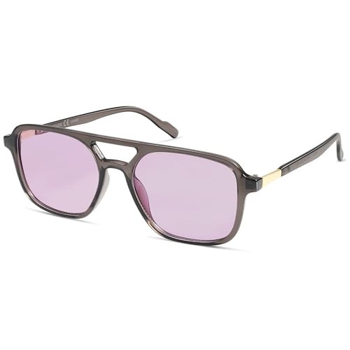 SOJOS Retro Aviator Sunglasses for Women Men,Trendy Rectangle Womens Mens Shades Sun Glasses SJ2202 Grey Purple | Amazon (US)