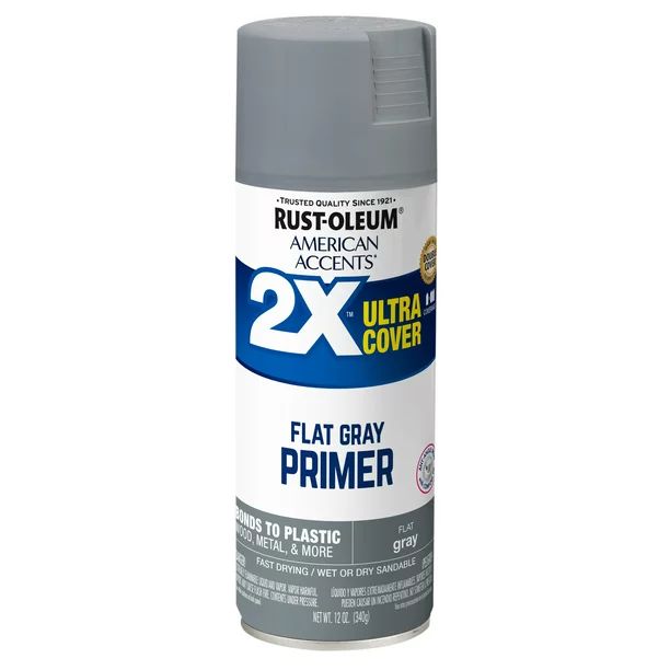 Gray Primer, Rust-Oleum American Accents 2X Ultra Cover Flat Spray Paint- 12 oz - Walmart.com | Walmart (US)