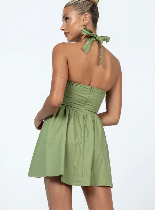 Lyle Mini Dress Sage | Princess Polly US
