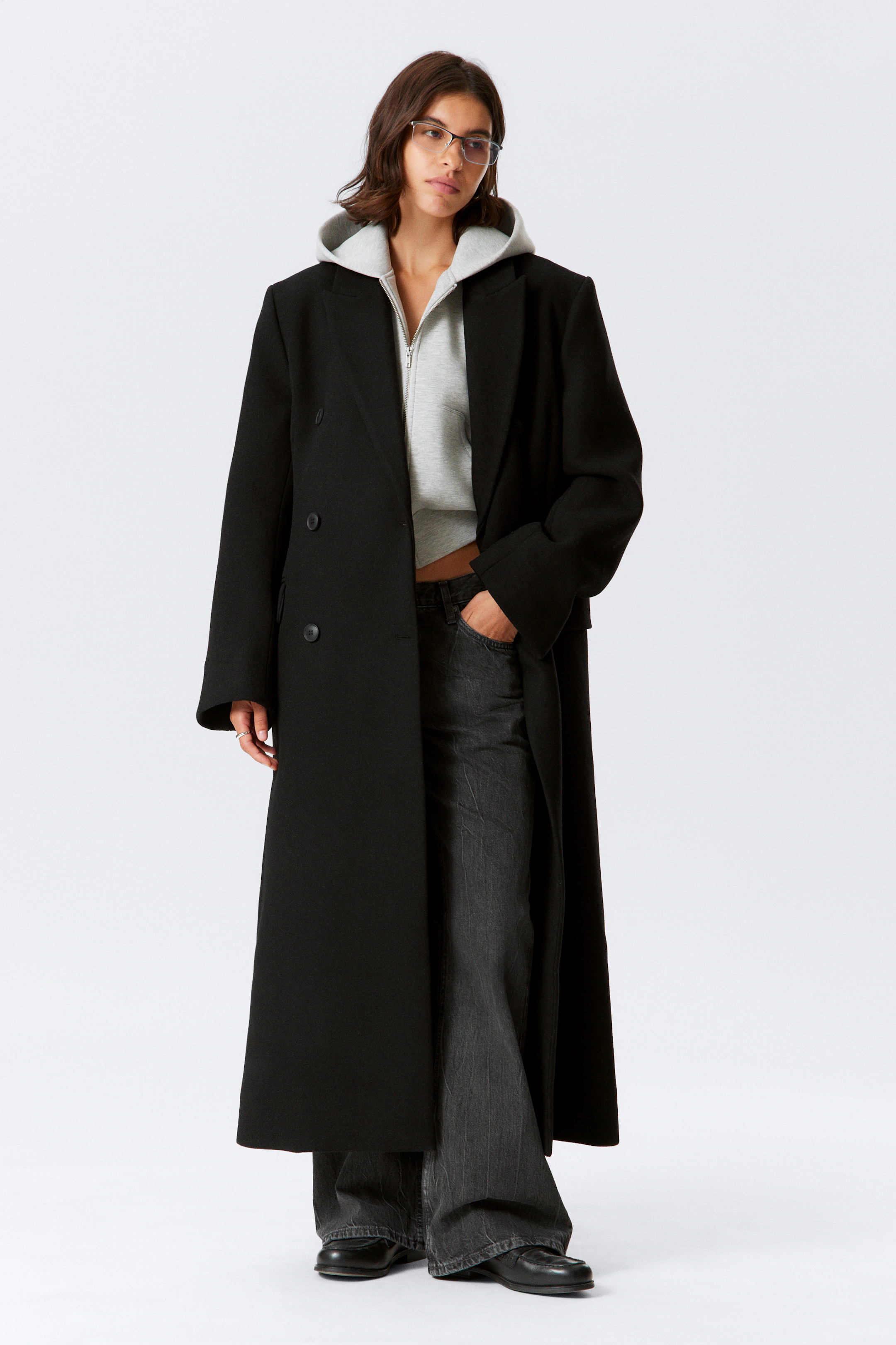 Manteau croisé en laine mélangée Logan - Noir - FEMME | H&M FR | H&M (FR, IT, ES, PT, BE)