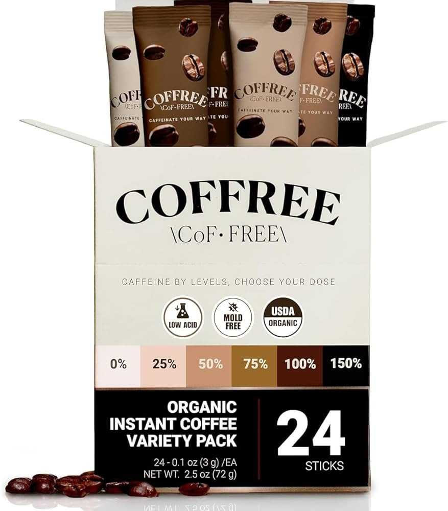COFFREE Organic Instant Coffee Packets Variety Pack - Convenient Single Serve Coffee Sticks, Mold... | Amazon (US)