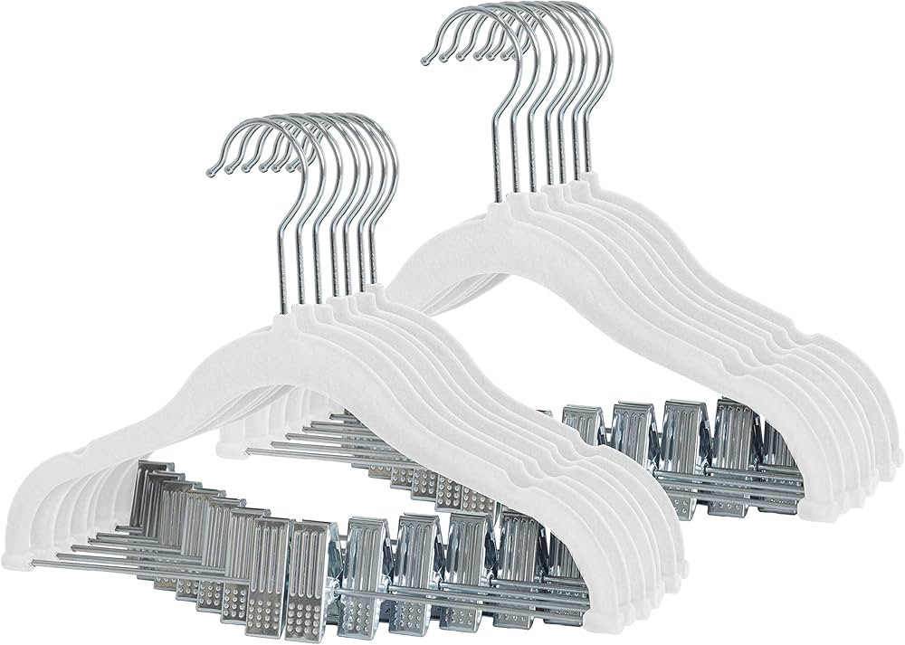 Finnhomy Non-Slip Clothes Hangers for Baby and Kids 20-Pack Velvet Hangers with Movable Clips, He... | Amazon (US)
