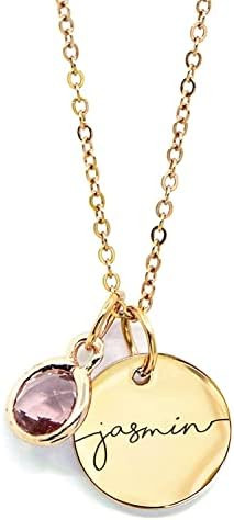 MignonandMignon Personalized Name Necklace with Birthstone | Custom Engraved Pendant Necklace for... | Amazon (US)