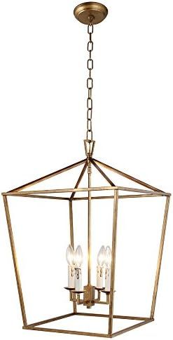 Openwork Lantern Pendant Stairway Entry Kitchen Hall Foyer Fixture Chandelier (Gold) | Amazon (US)