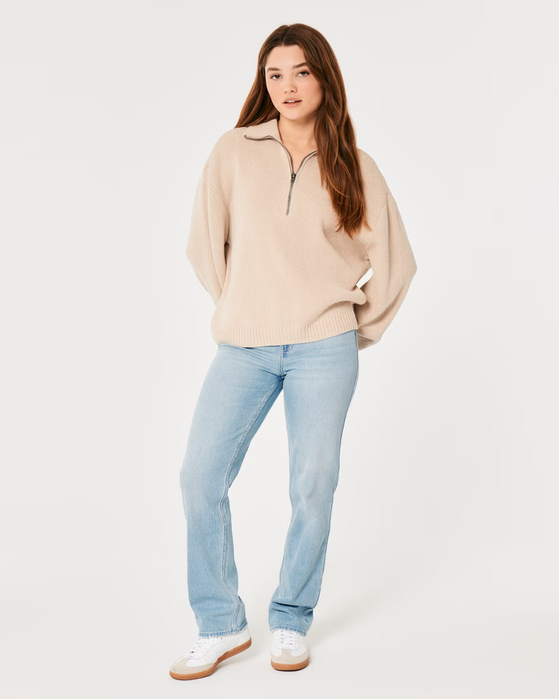 Ultra High-Rise Medium Light Wash 90s Straight Jeans | Hollister (US)