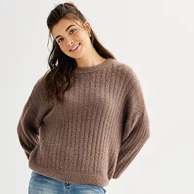 Juniors' SO® Ribbed Crewneck Sweater | Kohl's