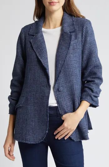 Wit & Wisdom Ruched Sleeve Tweed Blazer | Nordstrom | Nordstrom