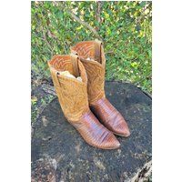 Vintage 80S Tony Lama Lizard Skin Cowboy Boots/Rockabilly Cowgirl Boots Size 7 | Etsy (US)