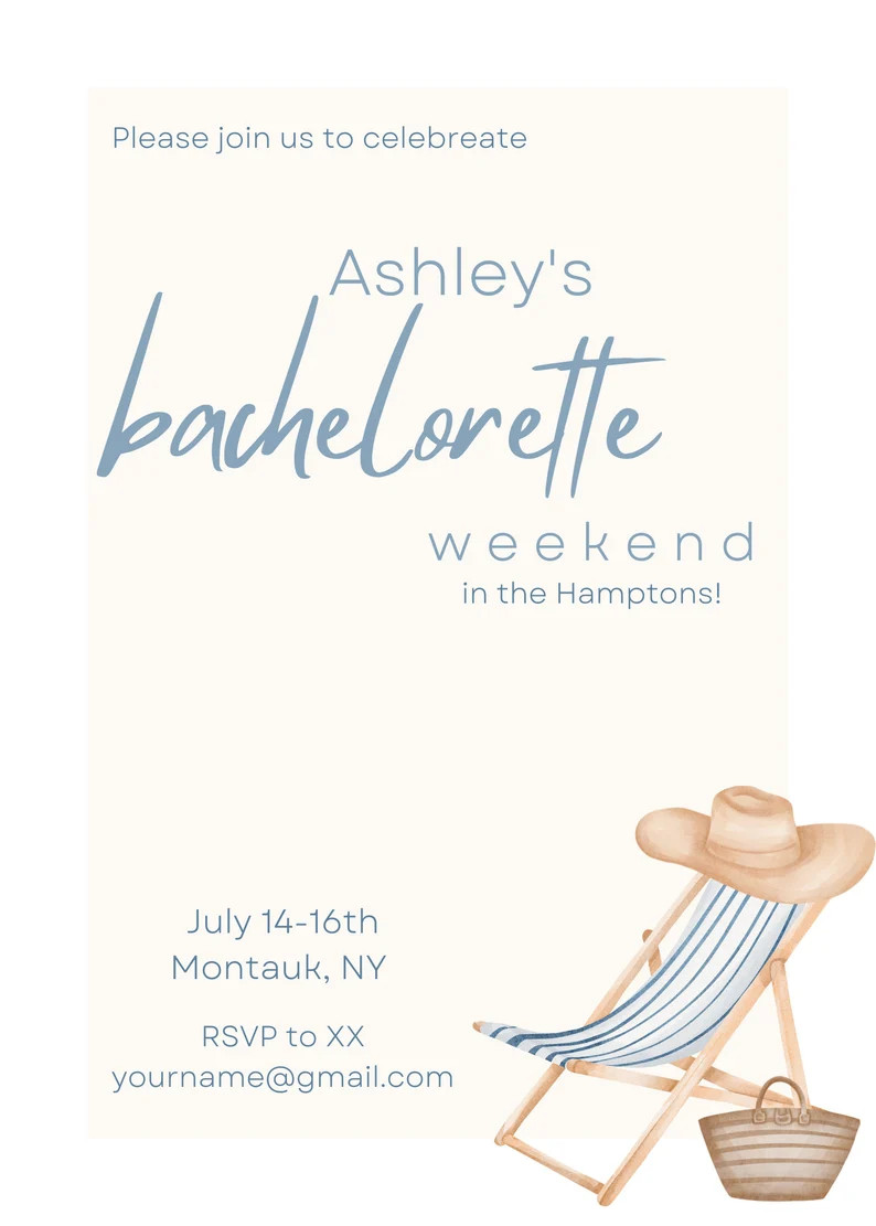 Hamptons Coastal Charleston Nantucket Bachelorette Party Invitation Template, Beach Customizable ... | Etsy (US)