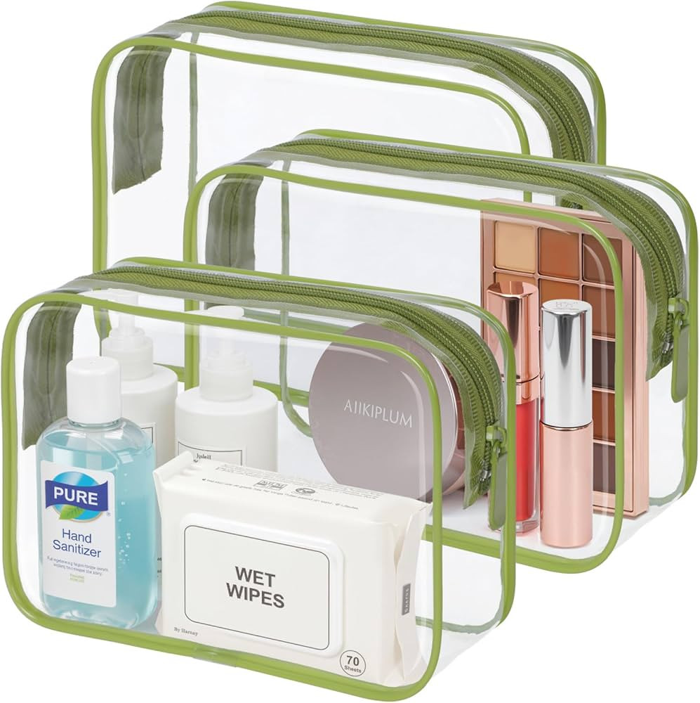 PACKISM TSA Approved Toiletry Bag - Clear Makeup Bag 3 Pack Medium, Quart Size Bag for 3-1-1 Liqu... | Amazon (US)