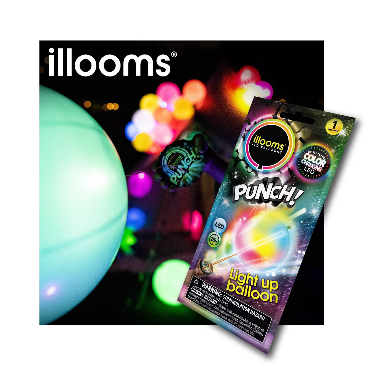 illooms LED Light Up Color Changing Punch Balloon: Multicolor Marble, Kids Birthday, Includes Bat... | Target
