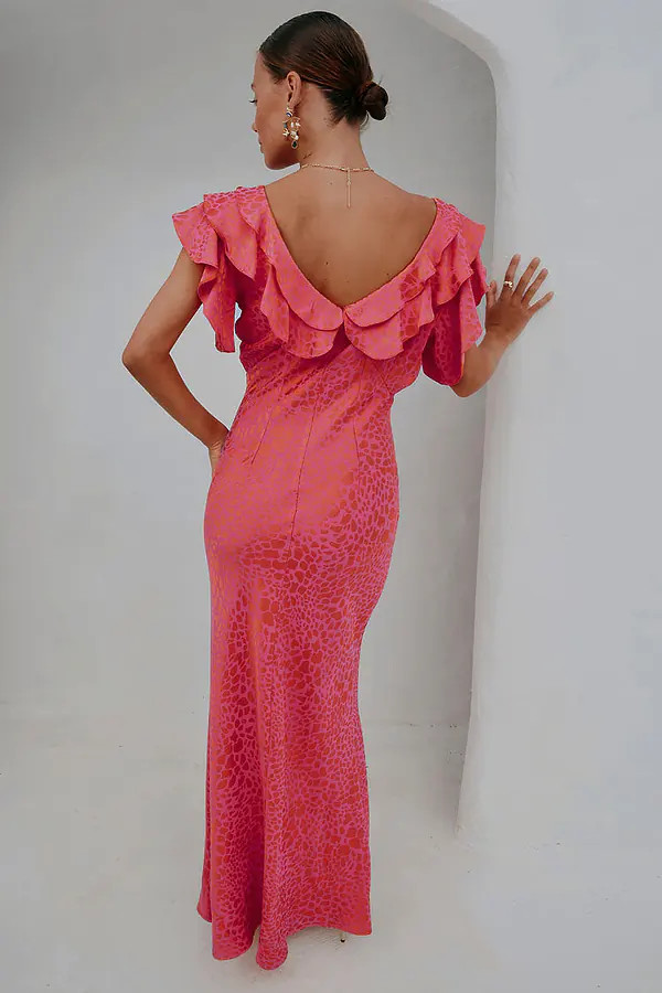 Pink Animal Jacquard Tilda Dress | Never Fully Dressed (UK & IE)