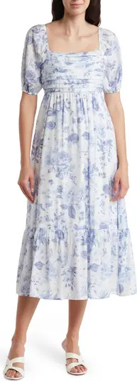 AUGUST SKY Floral Print Pleated Midi Dress | Nordstromrack | Nordstrom Rack