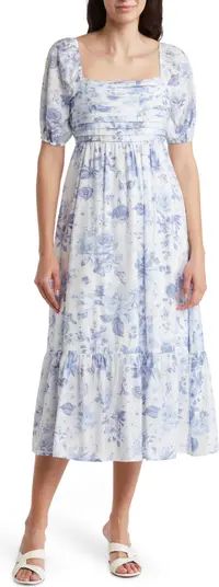 Floral Print Pleated Midi Dress | Nordstrom Rack