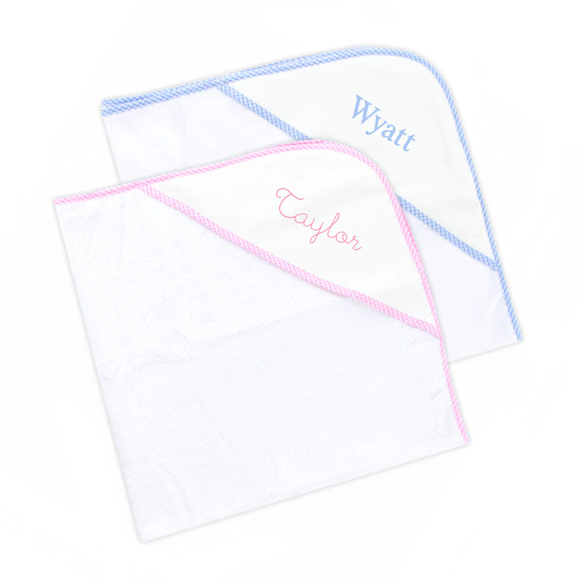 Hooded Pink And Blue Gingham Towels | Classic Whimsy