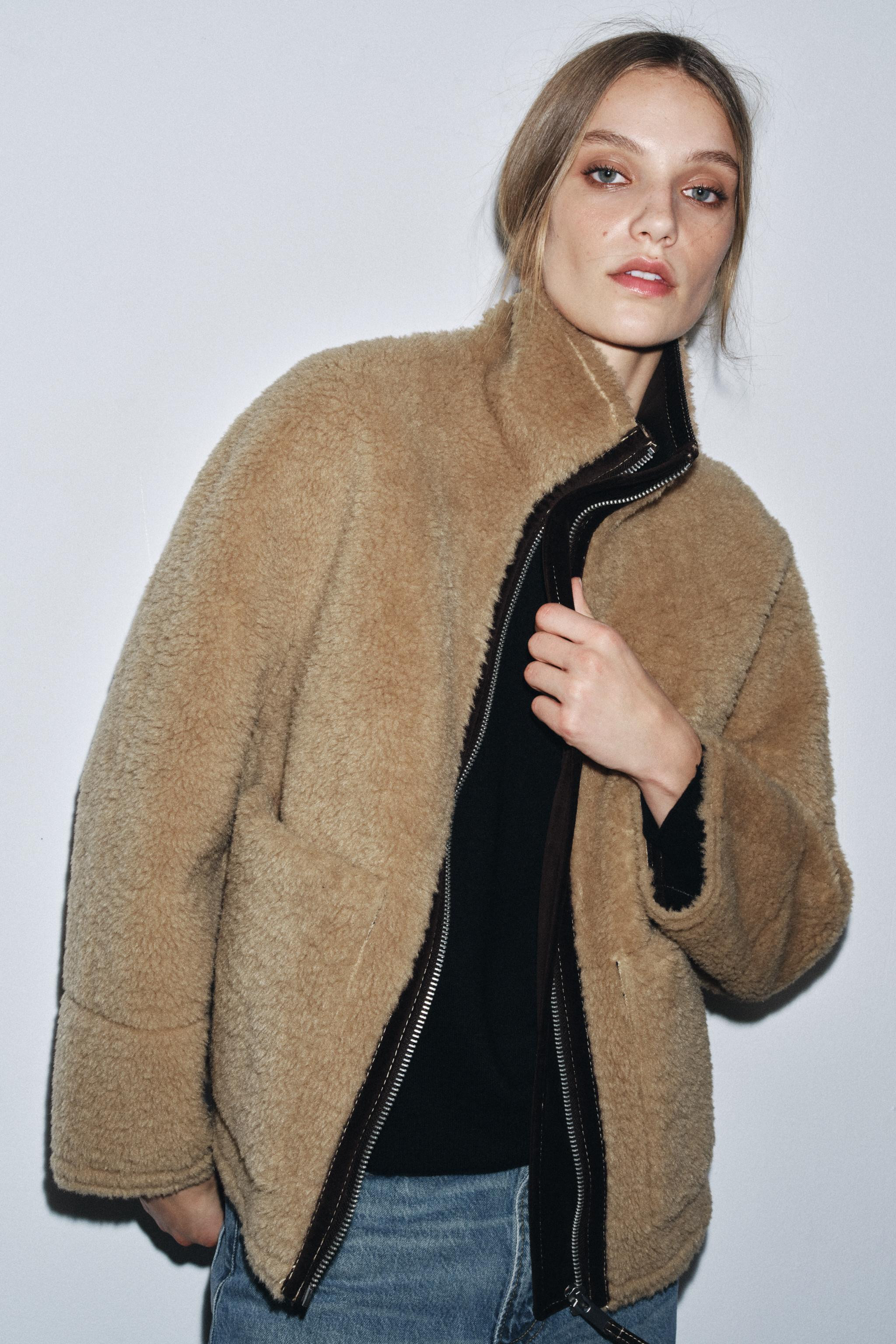 ZW COLLECTION FAUX SHEARLING DOUBLE-FACED JACKET | Zara US