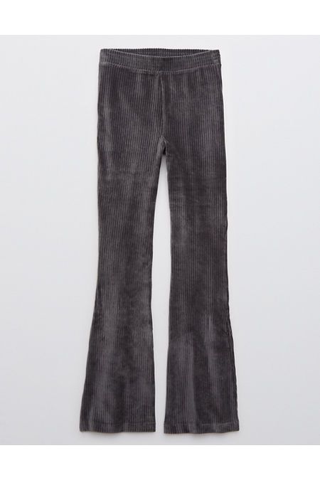 Aerie Groove-On Velour High Waisted Flare Pant Women's Smoked Gray XXL | American Eagle Outfitters (US & CA)