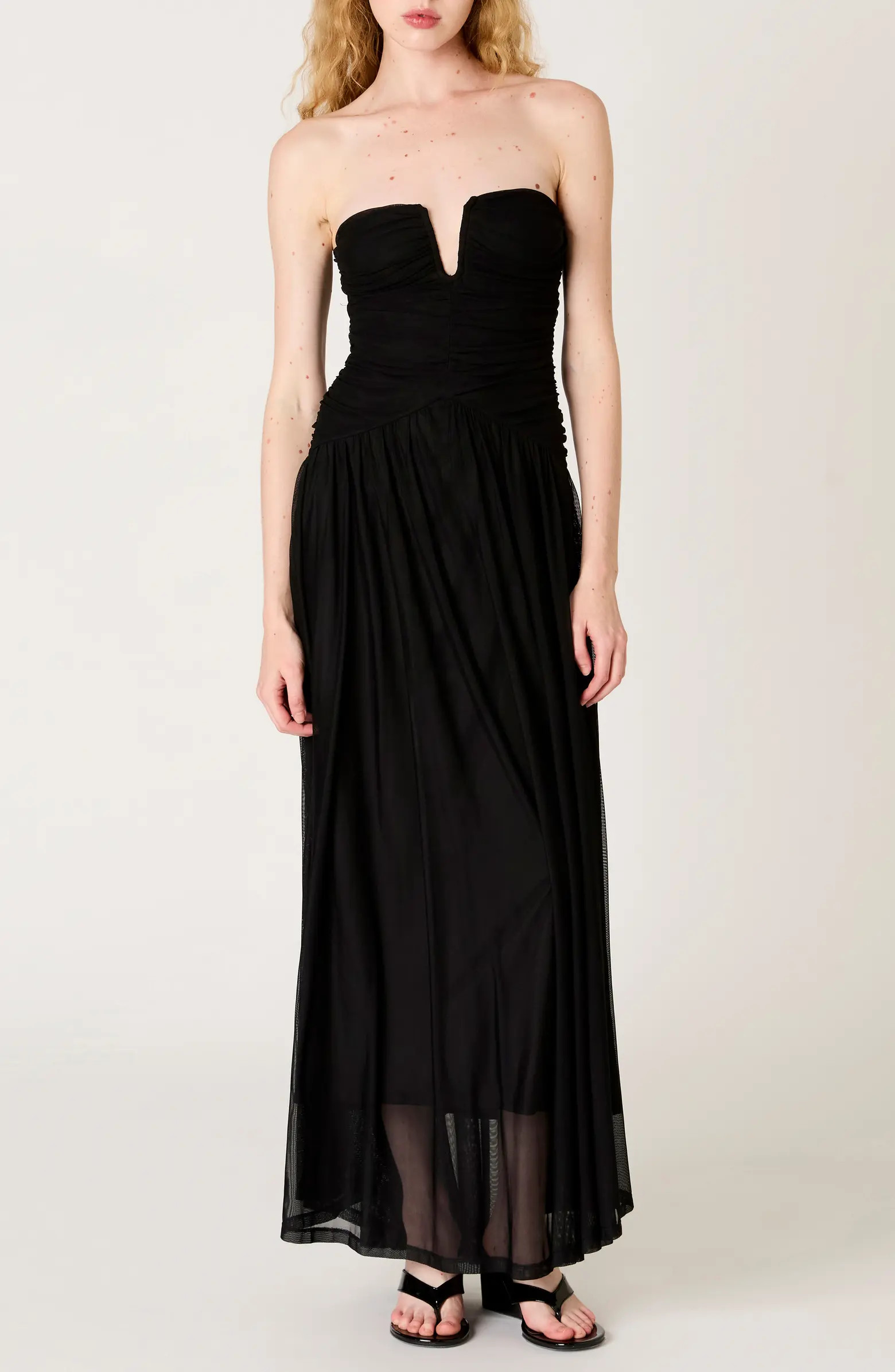Beverly Ruched Strapless Chiffon Maxi Dress | Nordstrom