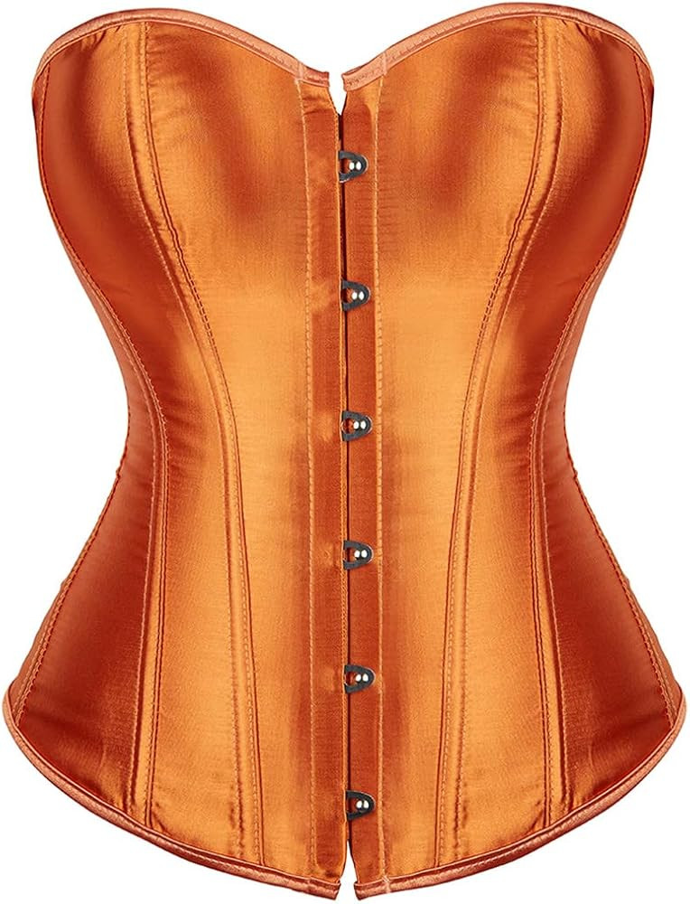 Corset Tops for Women Satin Lace Up Corset Top Plus Size Gothic Corset Overbust | Amazon (US)