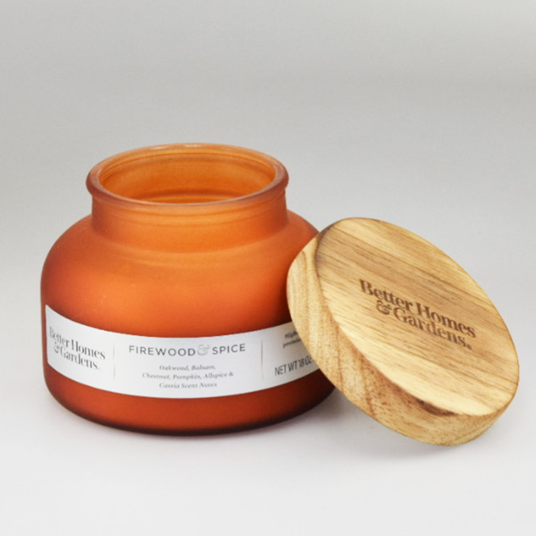 Better Homes & Gardens 18oz Firewood & Spice Scented 2-Wick Frosted Bell Jar Candle | Walmart (US)