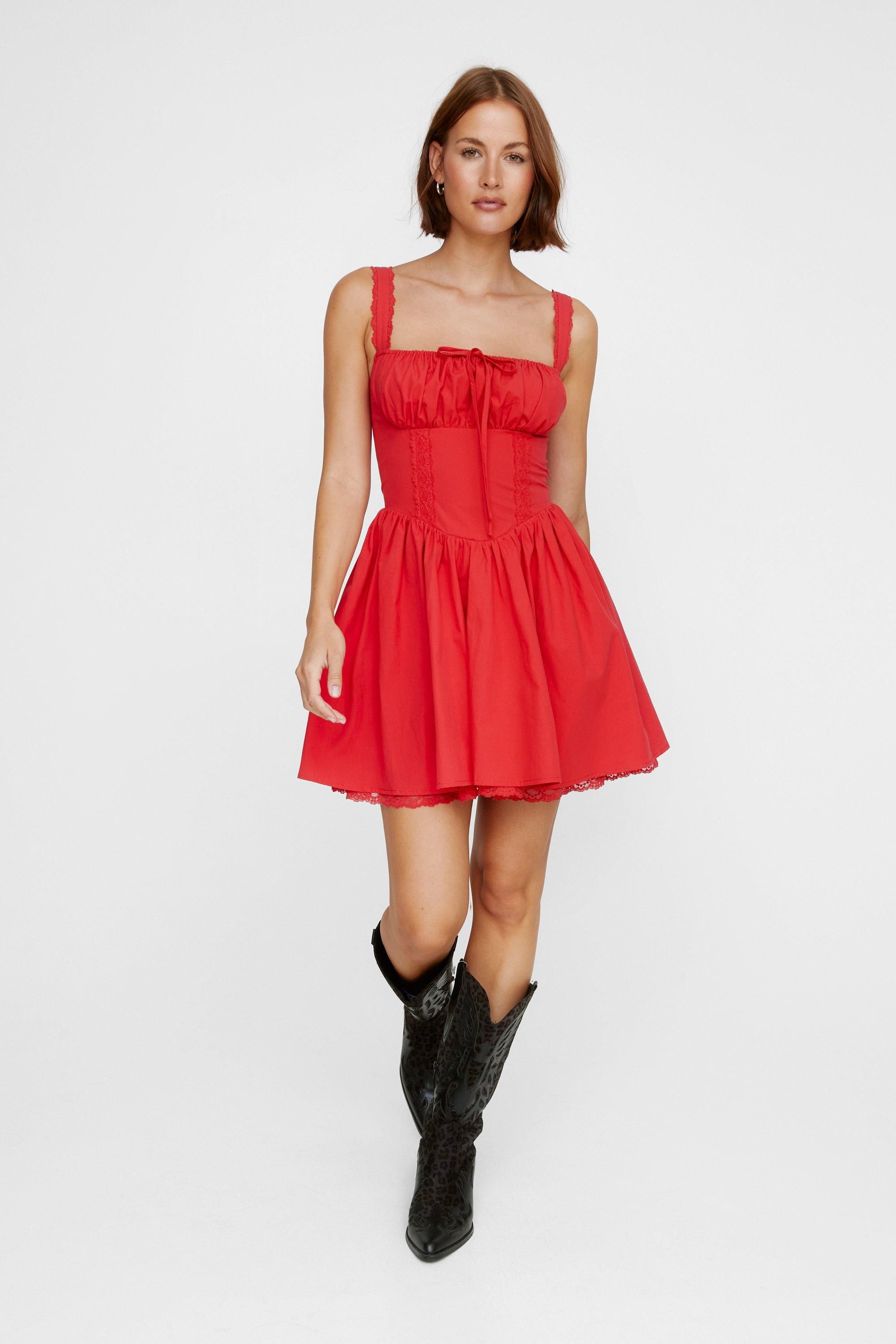 Corset Lace Trim Skater Mini Dress | Nasty Gal US